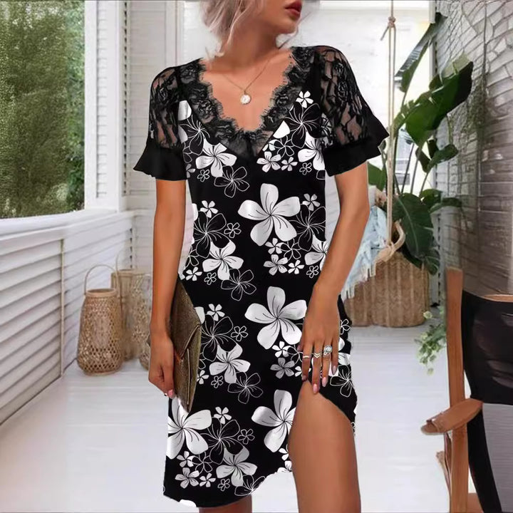 Dame spids overlay blomsterskiftedress Stilla