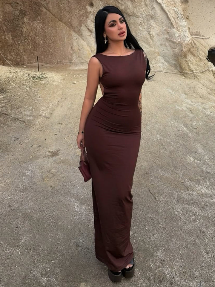 Dame kropsnær maxikjole med smuk bådudskæring og behagelig bærekomfort Skovae