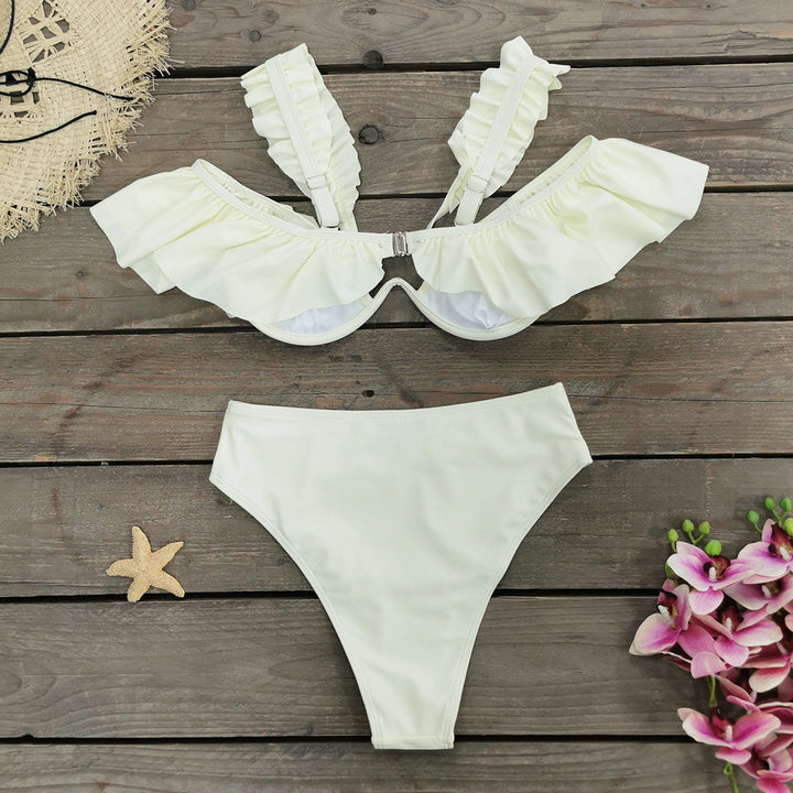 Dame bikini-sæt med volangtop og figurformende trusser Stilla