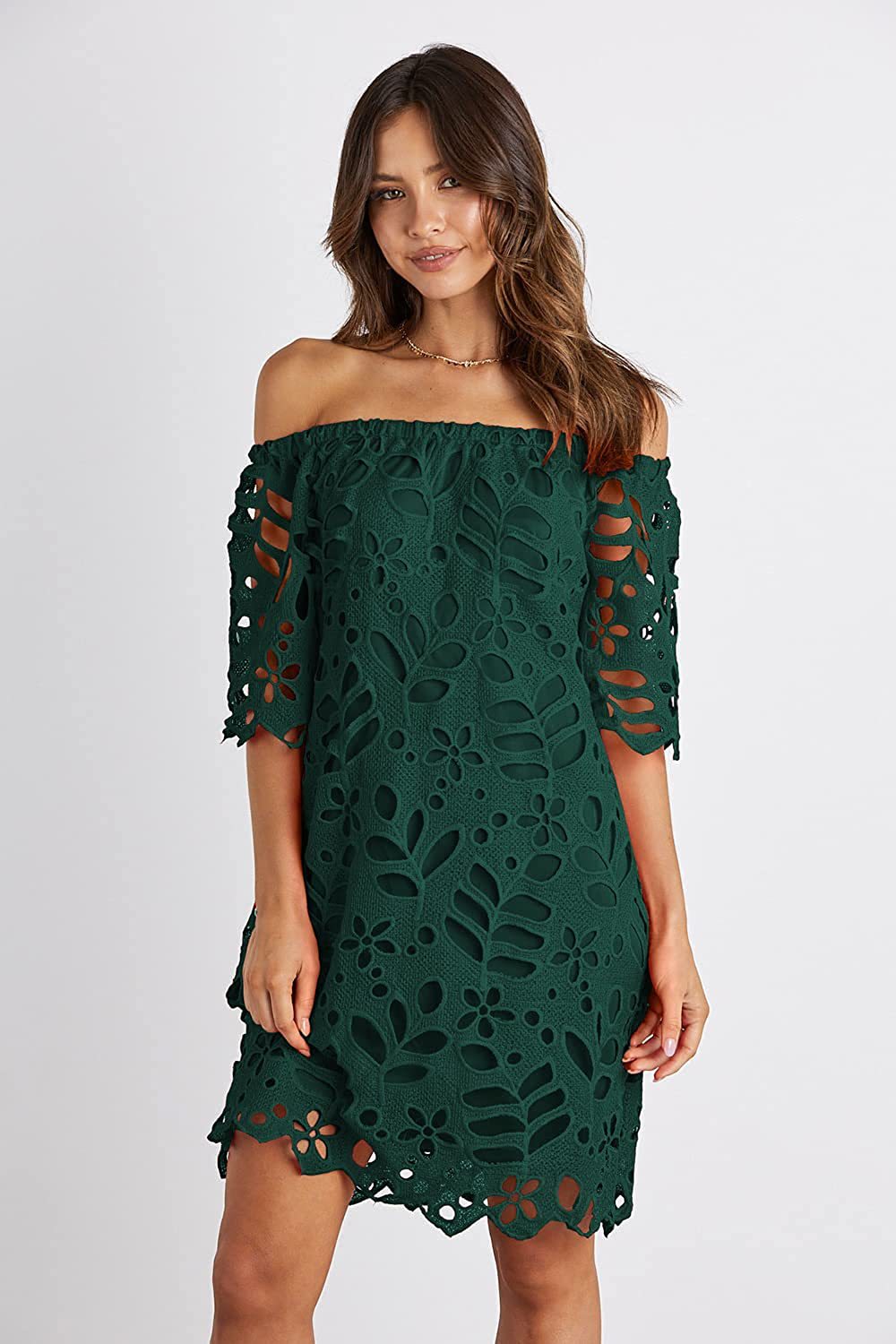 Dame Off-Shoulder Kjole i høj kvalitet broderi Stilla