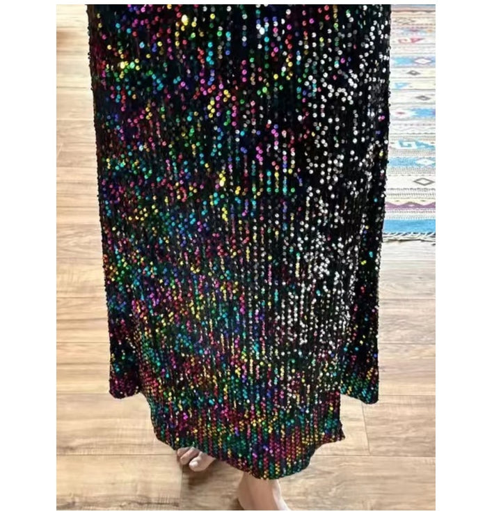 Dame Glimmer Maxi Kjole med stilfulde Pailletter og elegant Snit Stilla