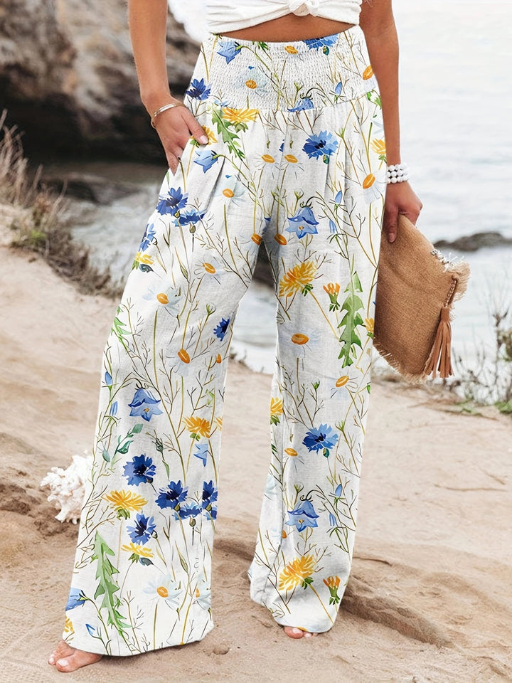 Dame Løs fit Strandbukser med blomsterprints og elastisk talje Stilla