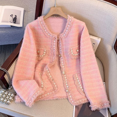 Kvinders hyggelige cardigan med dekorative perler og frynse detaljer Stilla