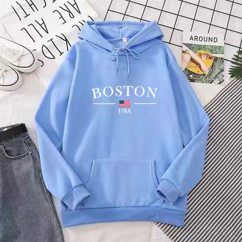 Kvinder hoodie med Boston print Skovae