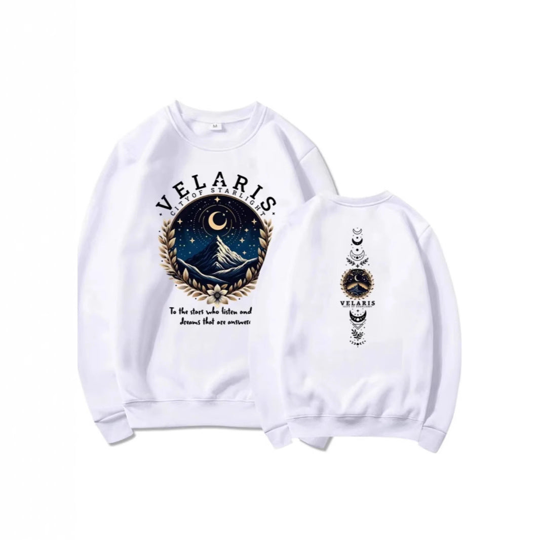 Kvinders sweatshirt med kunstnerisk nattehimmel motiv Skovae