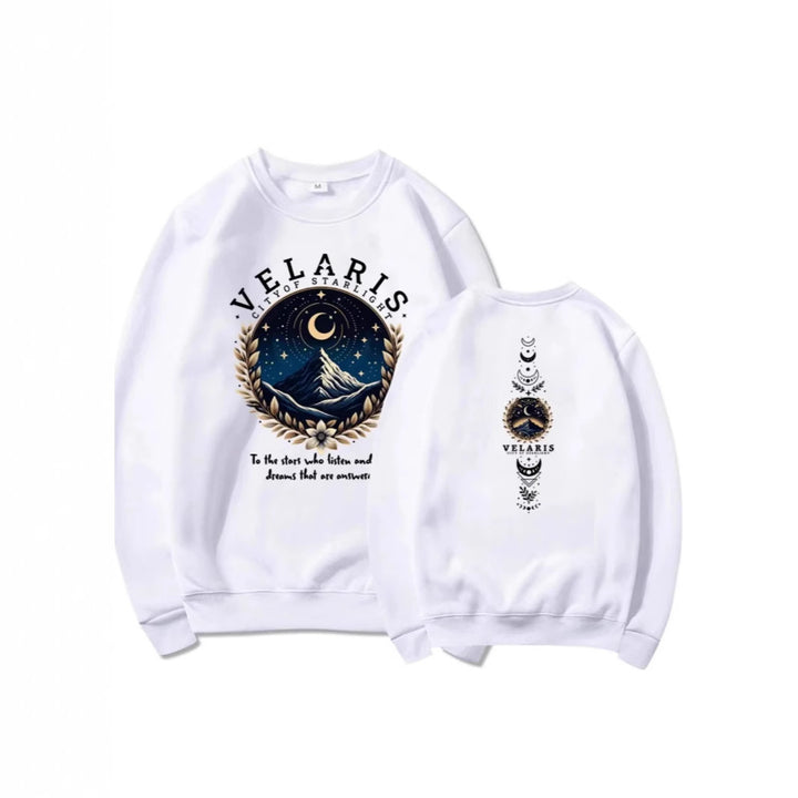 Kvinders sweatshirt med kunstnerisk nattehimmel motiv Skovae