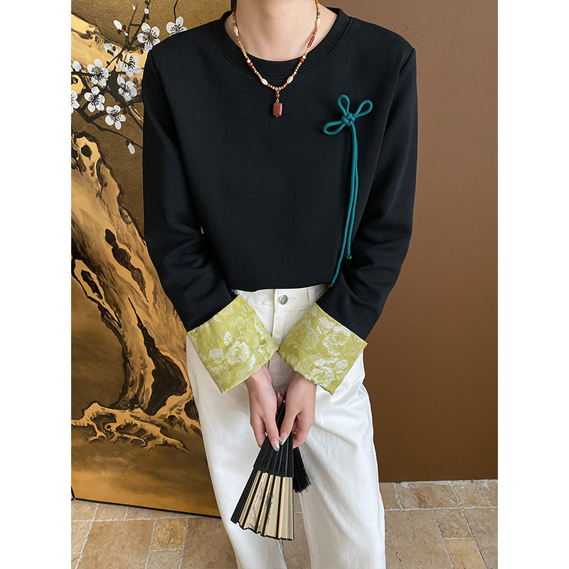 Dame Fashionable Sweatshirt med Blomsterkrave Stilla