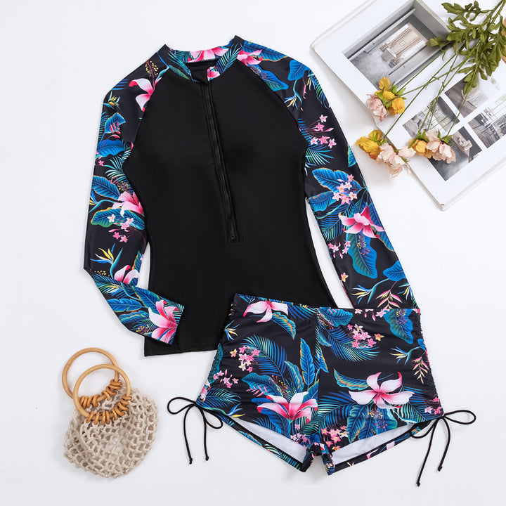 Damer Sportlig Surf-Look Rashguard med blomsterdesign Skovae