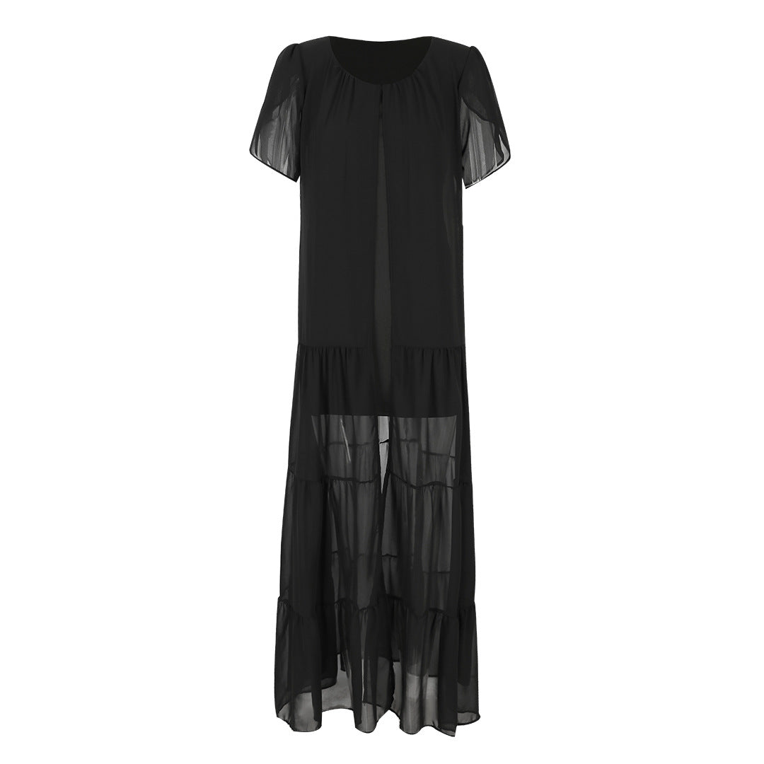 Dame Maxi-kjole med gennemsigtig overkjole og trendy design Stilla