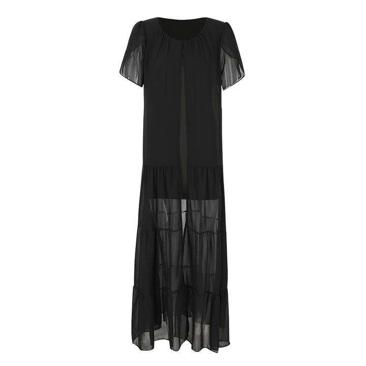 Dame Maxi-kjole med gennemsigtig overkjole og trendy design Stilla