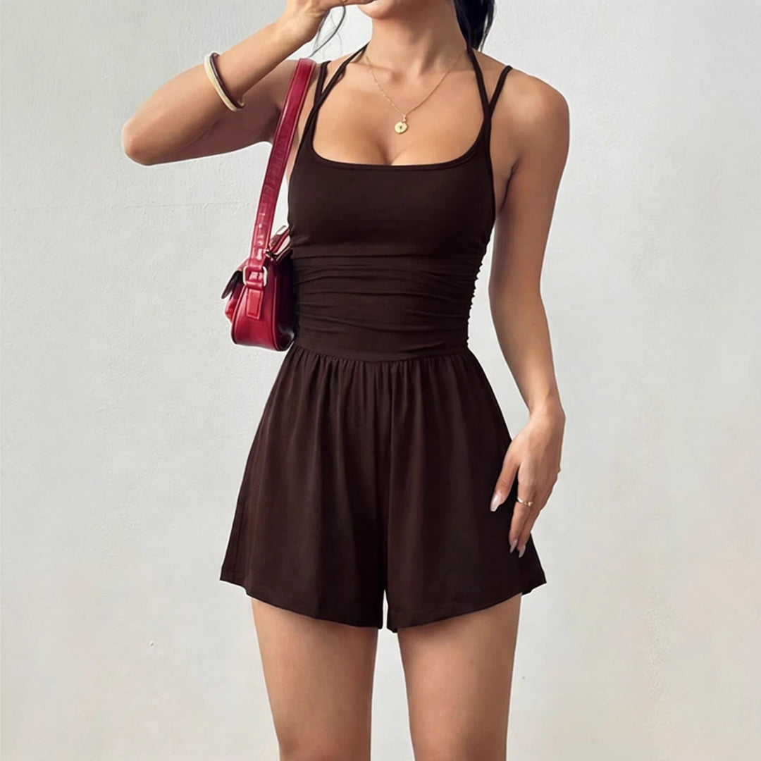 Dame Sommerlig Jumpsuit med justerbare stropper og flydende snit Skovae
