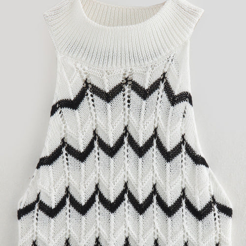 Femme Ærmeløs Strik-Maxi-Kjole med Chevron-Mønster Stilla
