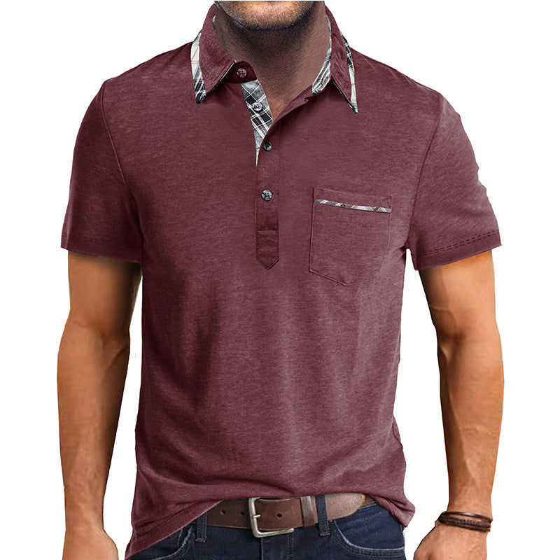 Herrer Polo-shirt med stilfuld ternet detalje og brystlomme Stilla