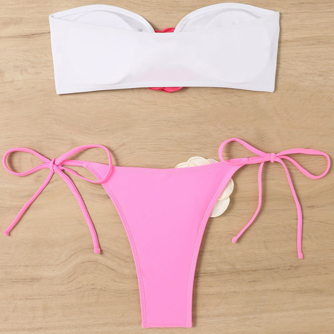Dame Floral Akcent Bandeau Bikini Sæt Stilla