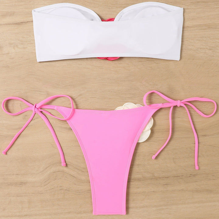 Dame Floral Akcent Bandeau Bikini Sæt Stilla