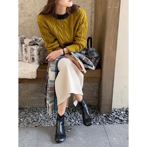 Kvinders chunky strikket pullover med kabelmønster Stilla