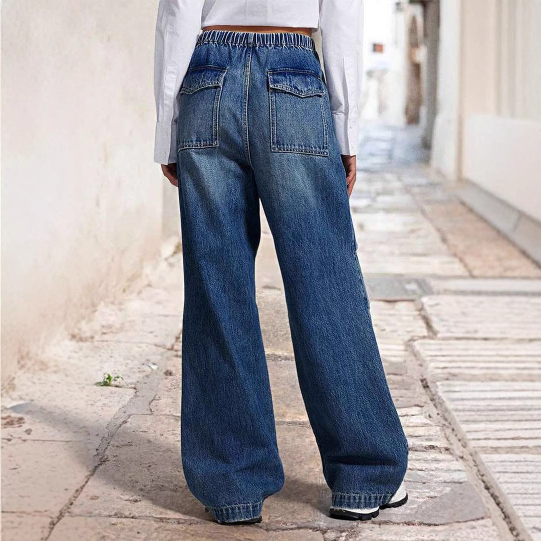 Dame Løst skåret jeans med elastisk talje og moderigtigt design Stilla