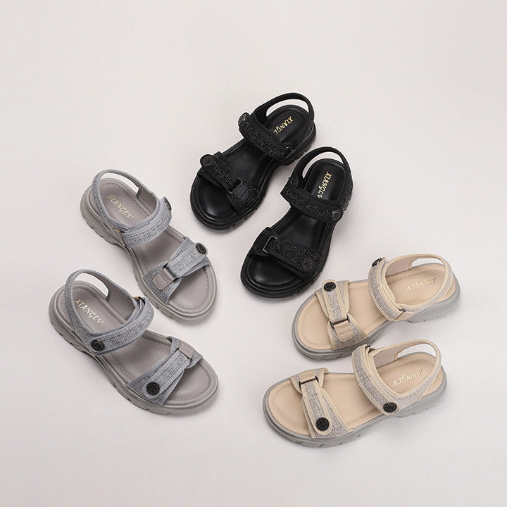 Dame komfort sandaler med justerbar velcro og skridsikker sål Stilla