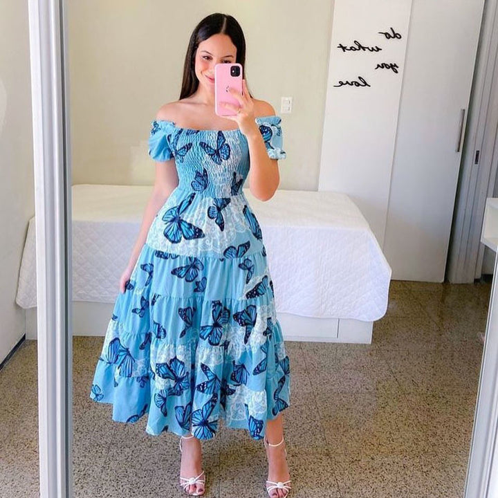 Dame sommerkjole med off-shoulder design Stilla