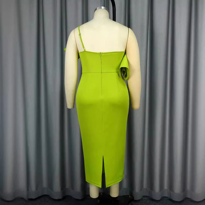 Dame Elegant Maxikjole med asymmetrisk design og drapering Skovae