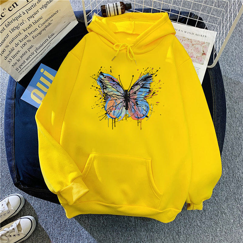Kvinders hoodie med tiltalende sommerfugledesign Skovae