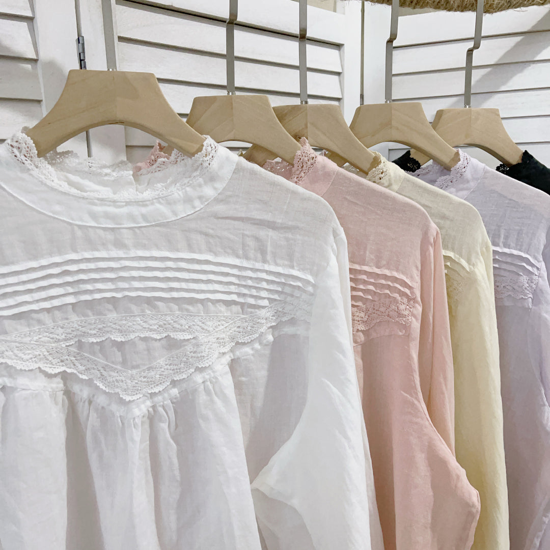 Femme elegant Bluse med spidsen detalje Stilla