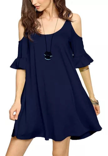 Dame Off-Shoulder Kjole med Ruffle Detaljer Stilla
