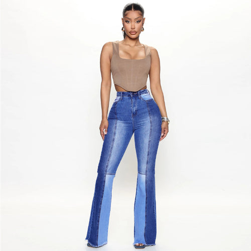 Dame Flared Jeans med kreativ farveblok-design Stilla