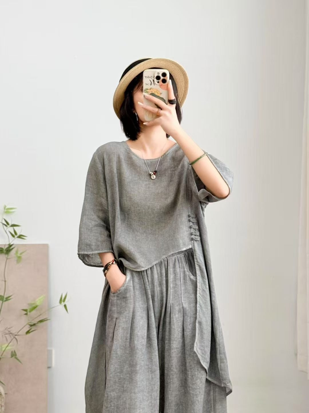 Femme Legere Linned Tunika Overdele Stilla