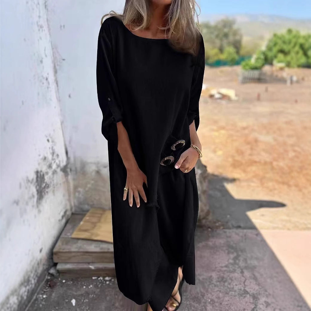 Dame elegant og casual ensemble med asymmetrisk snit og raffineret drapering Stilla