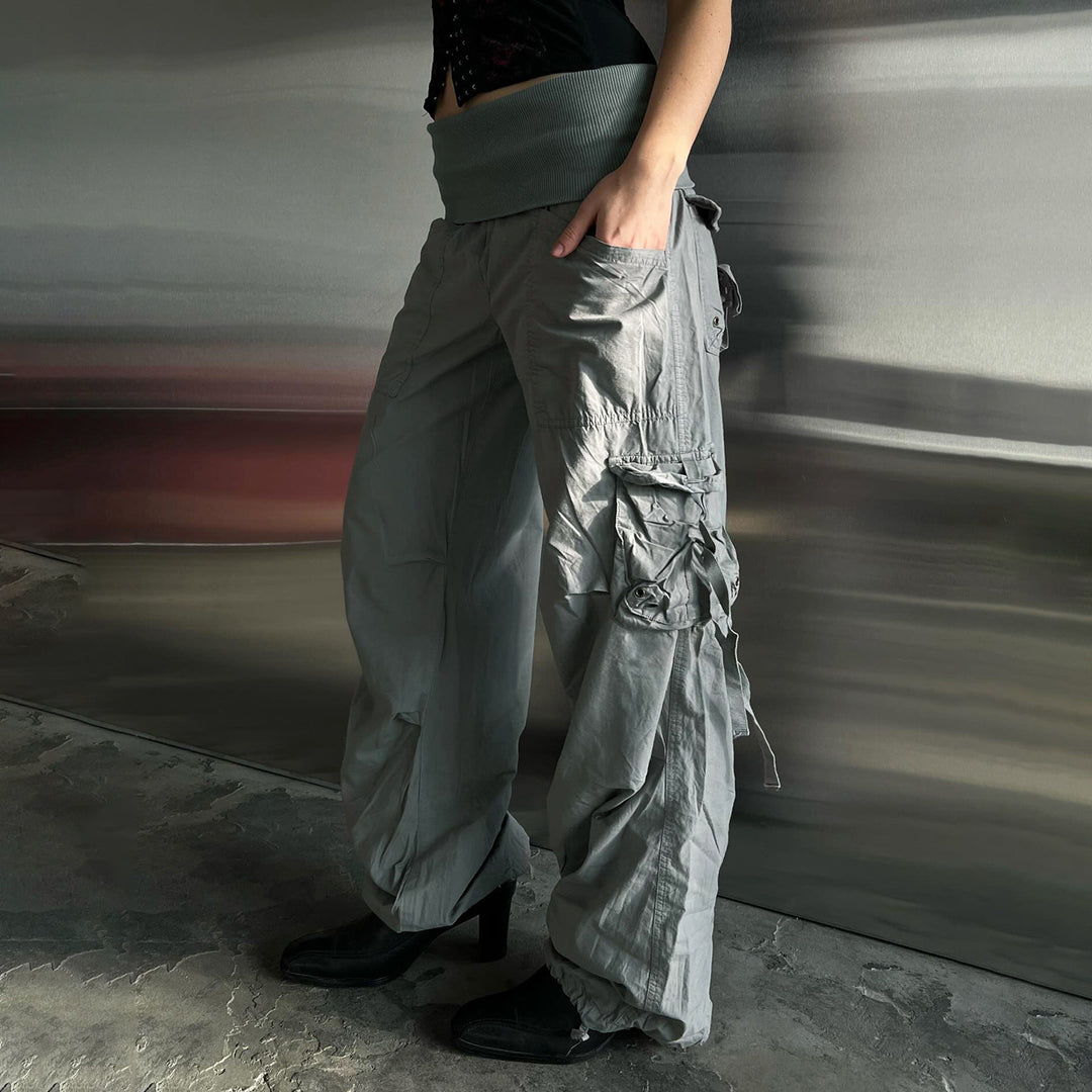Dame Fashionable Cargo Pants with Elastic Waistband and Practical Pockets Skovae