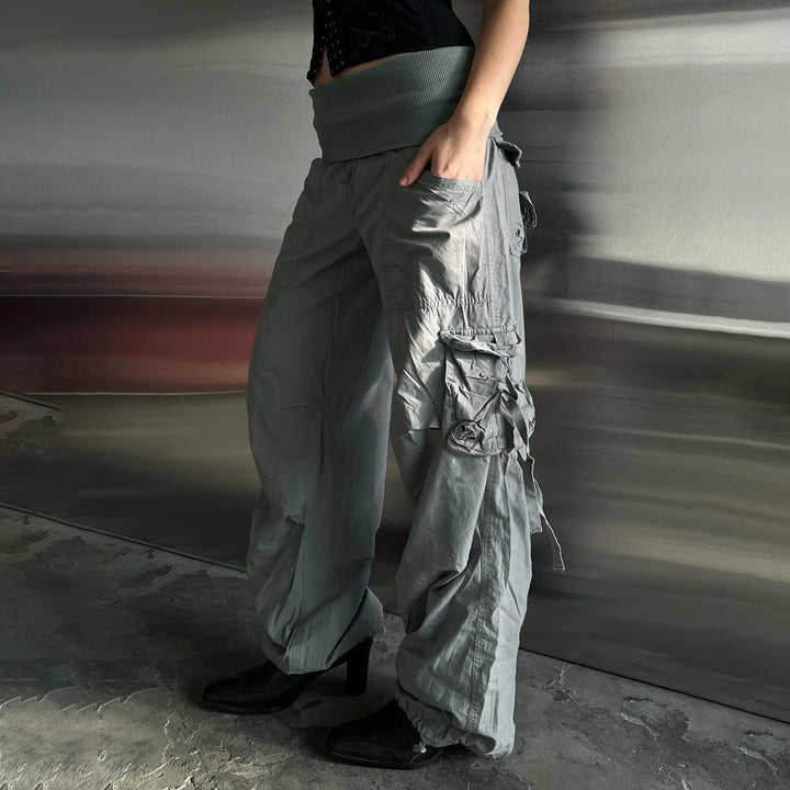 Dame Fashionable Cargo Pants with Elastic Waistband and Practical Pockets Skovae
