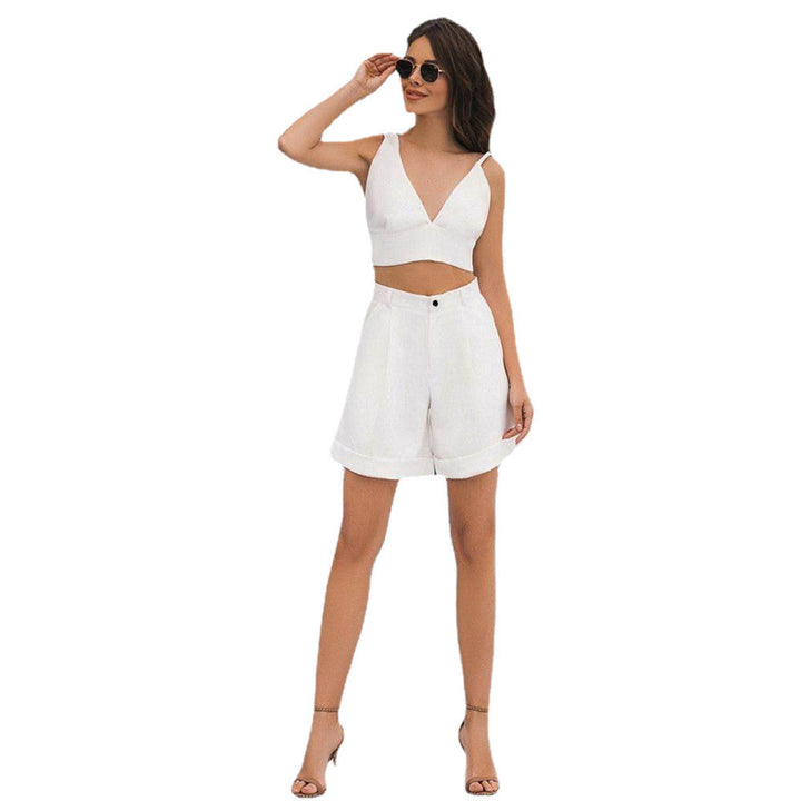 Dame moderigtigt Crop-Top og brede shorts sæt Stilla