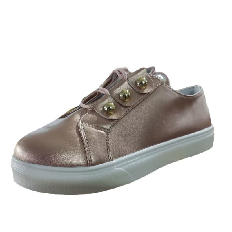 Dame Slip-On Sneakers med skræddersyet metallic-overflade og dekorative knapdetaljer Stilla