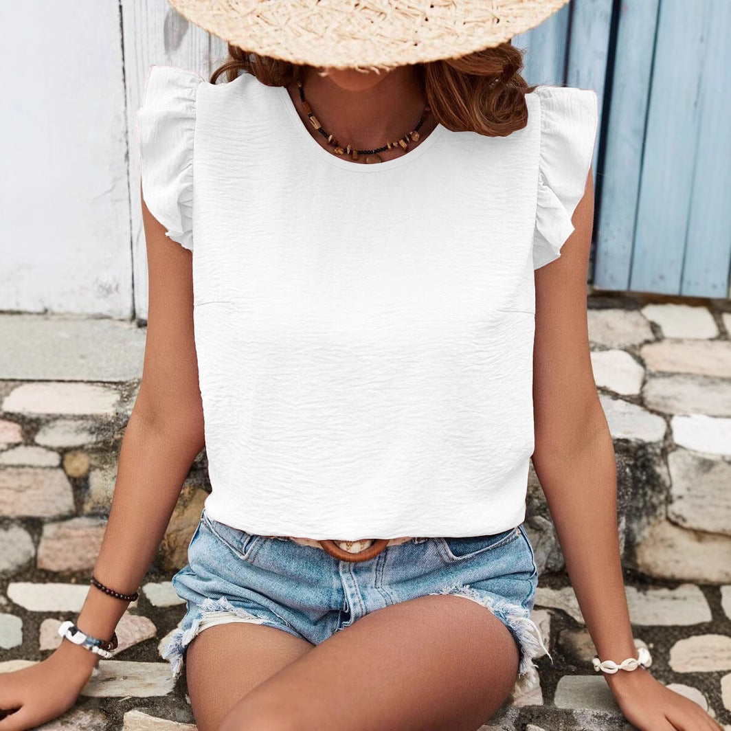 Damer Elegant Bluse shirt med Volangærmer og Rygsnøring Stilla