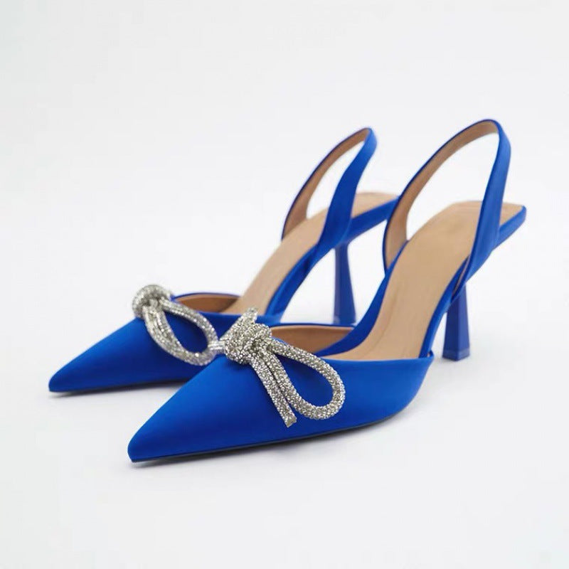 Damernes Slingback Pumps med glitrende sløjfe-design og elegant blokhæl Stilla