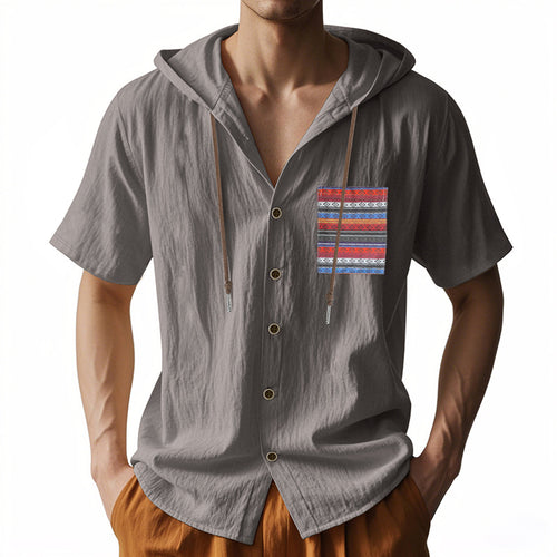 Herre hoodie med farverigt mønster og korte ærmer Stilla