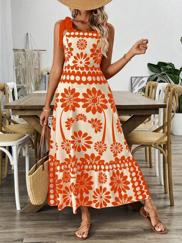 Dame Blomster Maxi Kjole Stilla