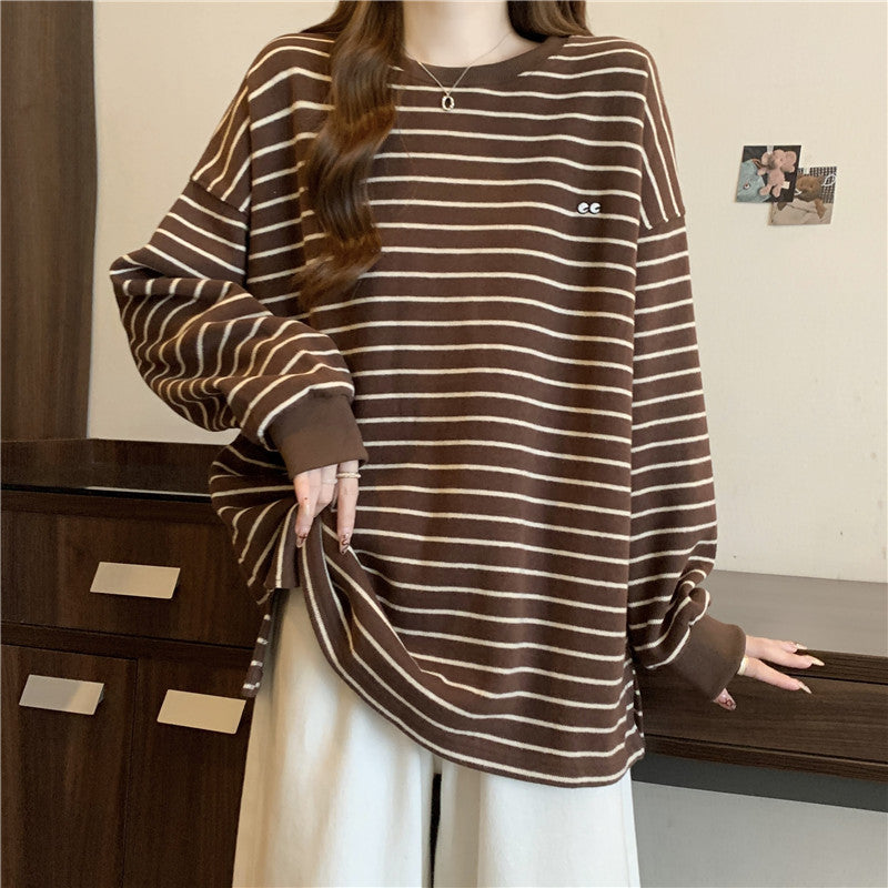 Femme Relaxed Stribet Rundhals Sweatshirt Stilla
