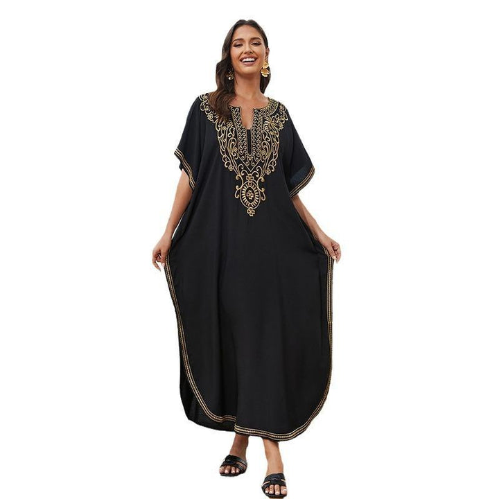 Dame luftig Kaftan med kunstneriske broderier Stilla