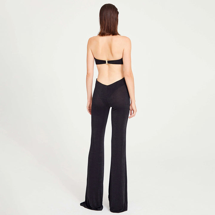 Dame Mode Jumpsuit med dyb udskæring og dekorativ detalje Skovae
