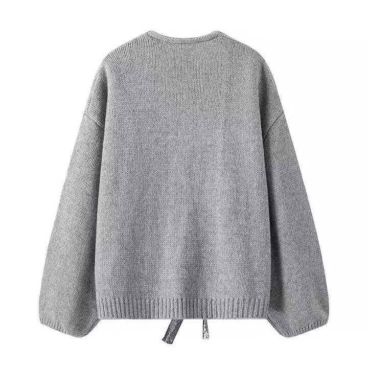 Femme Dekorativ Strikcardigan med Pailletterbånd Stilla