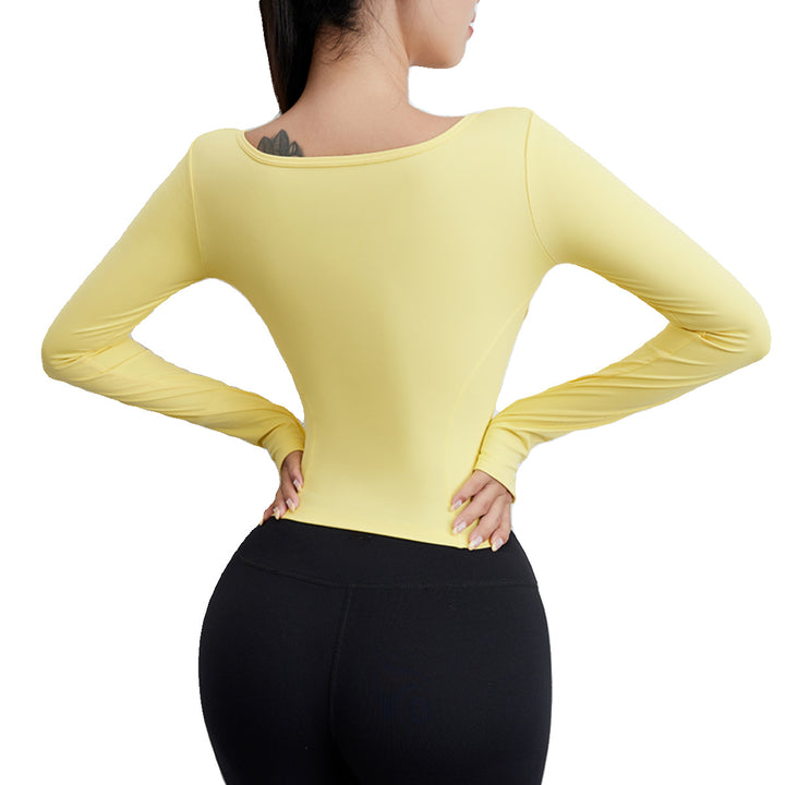 Dame Langærmet Cropped-Top med stilfuld lynlås og figursyet snit Stilla