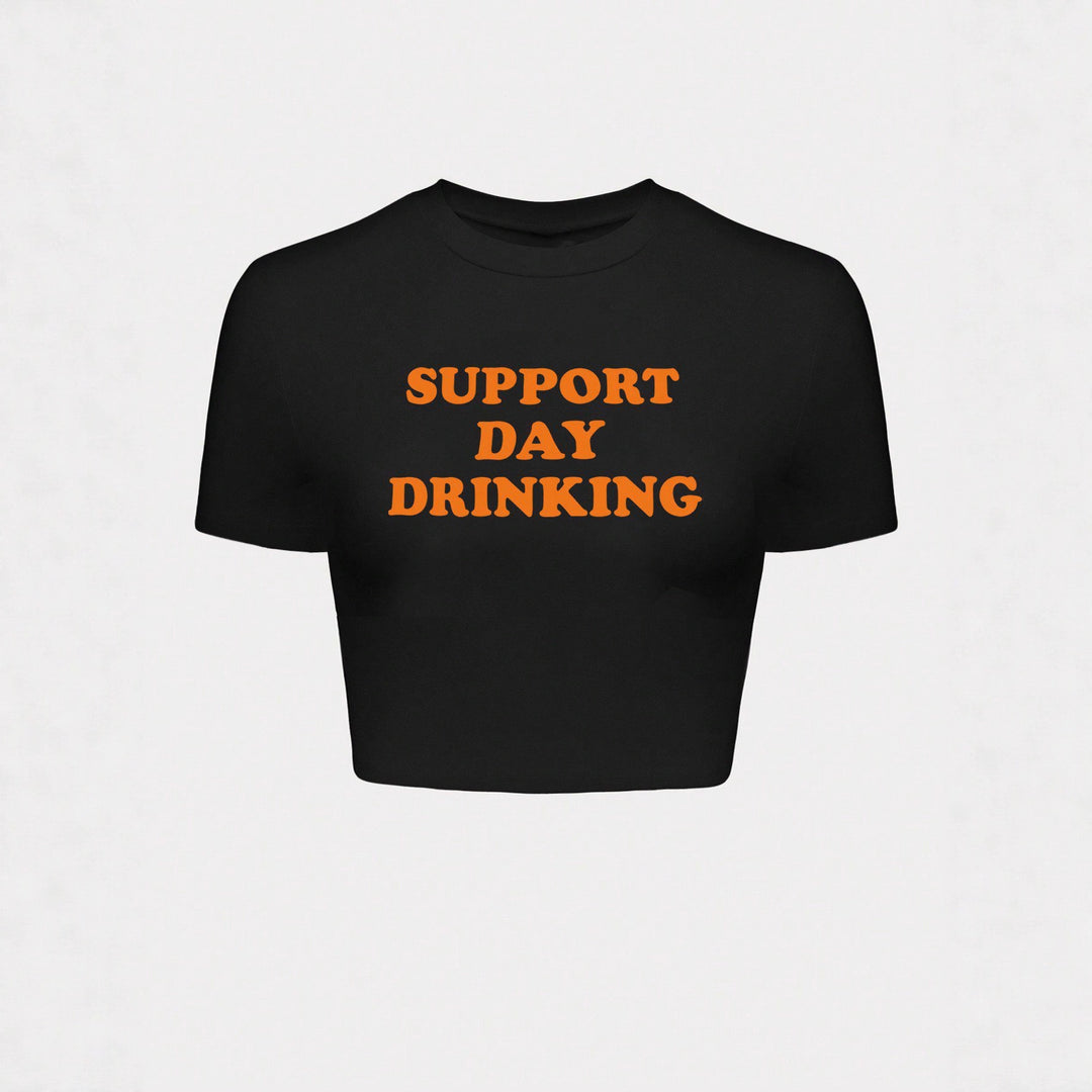 Dame Crop-T-Shirt med kreativt citatdesign Skovae