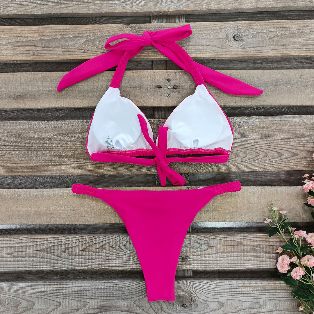 Dame bikini-sæt med flettede stropper og polstret top Stilla