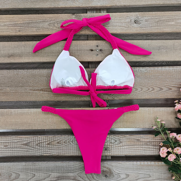 Dame bikini-sæt med flettede stropper og polstret top Stilla