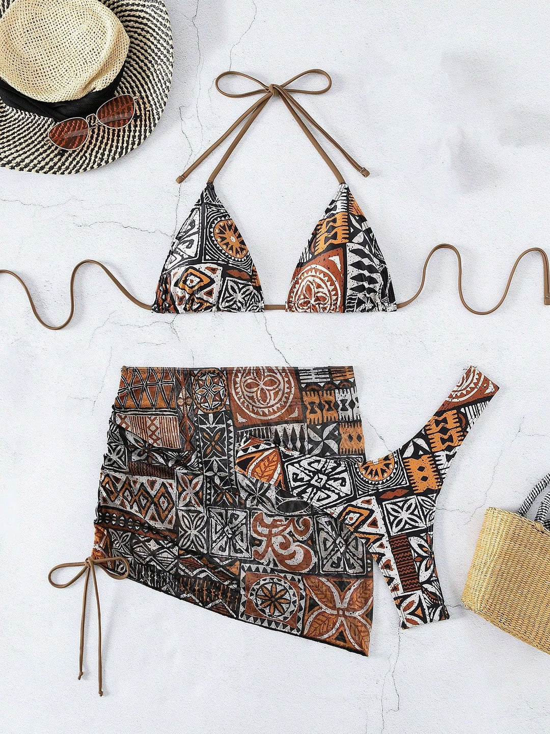 Dame bikini-sæt med justerbar top og højhævet shorts Skovae