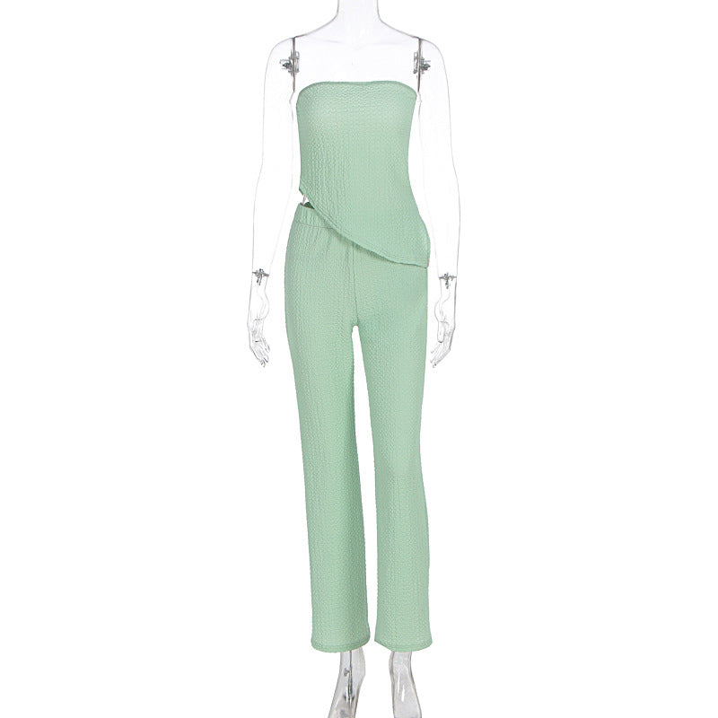 Dame elegant jumpsuit med off-shoulder design og asymmetrisk kant Skovae