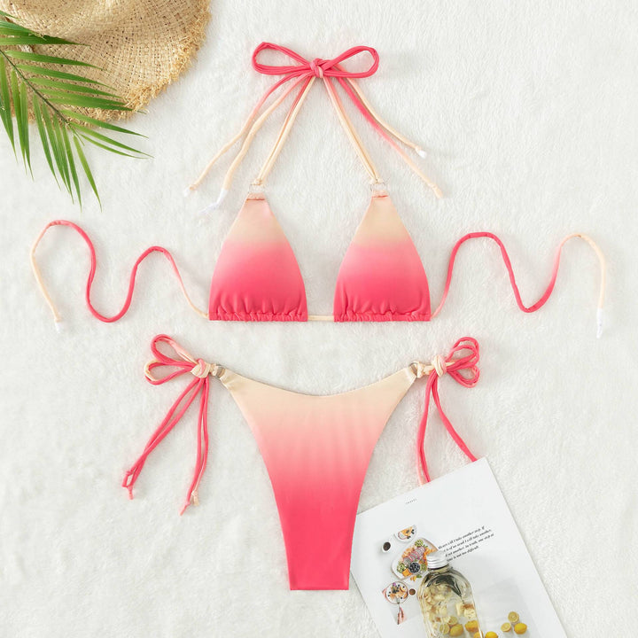 Dame triangel-bikini med individuelt justerbart bindesystem og moderigtig farveovergang Skovae