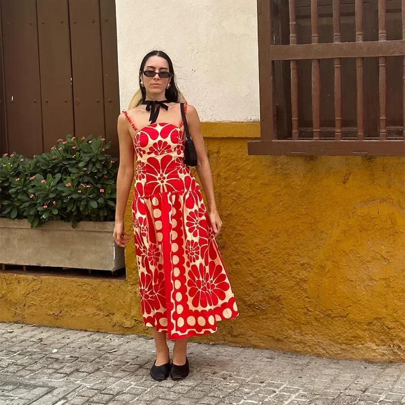 Femme Fritid Floral Tryk A-Linje Kjole Stilla